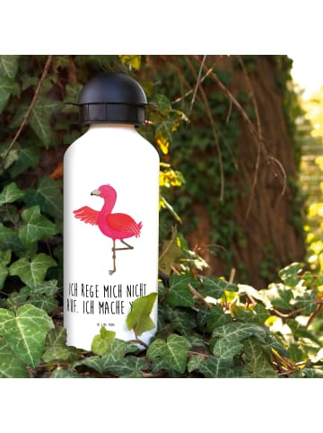 Mr. & Mrs. Panda Trinkflasche Flamingo Yoga mit Spruch in Weiß