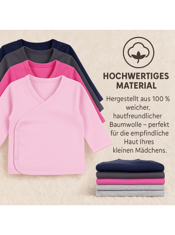 LOREZA 5er Set Jungen Baby Wickelshirts langarm 100% Baumwolle  56 Variante 1