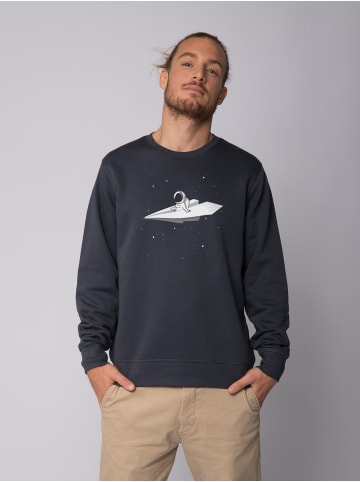 wat? Apparel Sweatshirt Fly me to the moon in India Ink Grey