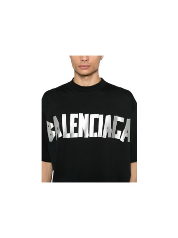 Balenciaga Tape Logo T-Shirt Schwarz