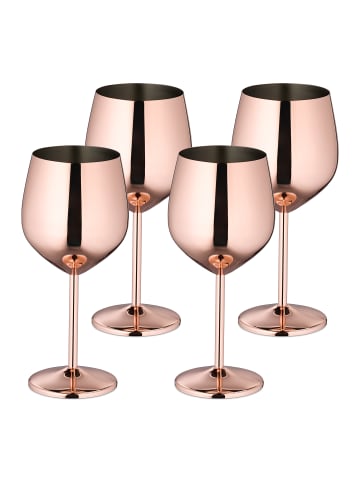 relaxdays 4 x Weingläser in Roségold - 400 ml