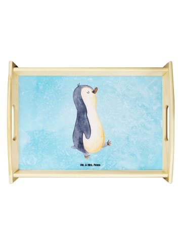 Mr. & Mrs. Panda tablett aus holz Pinguin mHerzieren ohne Spruch in Eisblau