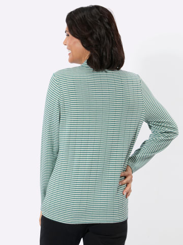 WITT WEIDEN Stehkragen-Shirt in jade-ecru-geringelt