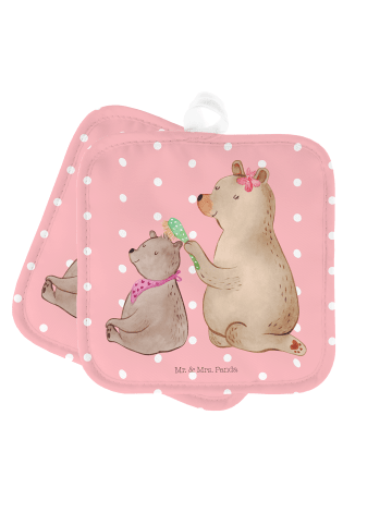 Mr. & Mrs. Panda Topflappen Bär Kind ohne Spruch in Rot Pastell