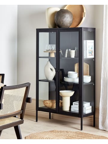 Beliani Vitrine NASH in Schwarz - (W) 90 x (H) 150 x (L) 35 cm