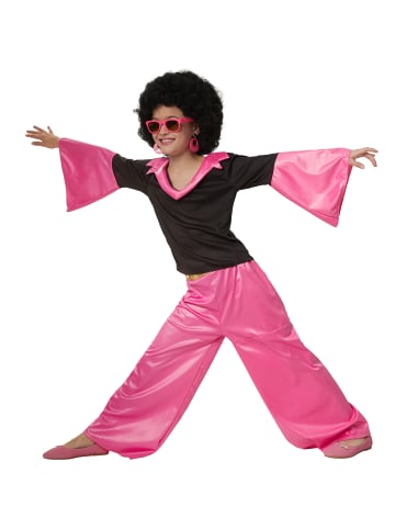 tectake Zweiteiliges Disco-Outfit im Stil der 70er, schwarz/pink