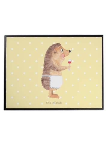 Mr. & Mrs. Panda Schreibtischmatte Igel Wein ohne Spruch in Gelb Pastell