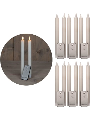 Novaliv Stabkerzen LED mit Timer WEISS 12 Stück indoor - 6 Stunden - ECHTWACHS in Weiß