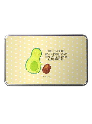 Mr. & Mrs. Panda Metallbox Avocado Kern rollt mit Spruch in Gelb Pastell