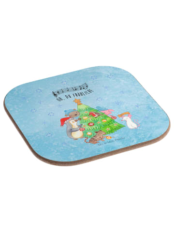 Mr. & Mrs. Panda Untersetzer Tee Weihnachtsbaum schmücken mit Sp... in Eisblau