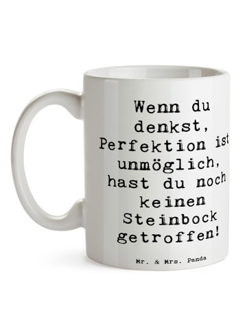 Mr. & Mrs. Panda Trinkbecher Spruch Steinbock Perfektion mit Spruch in Weiß
