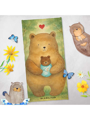 Mr. & Mrs. Panda Saunahandtuch Bär Baby Design ohne Spruch in Weiß