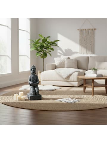 relaxdays Buddha Figur in Grau - (H)43 cm