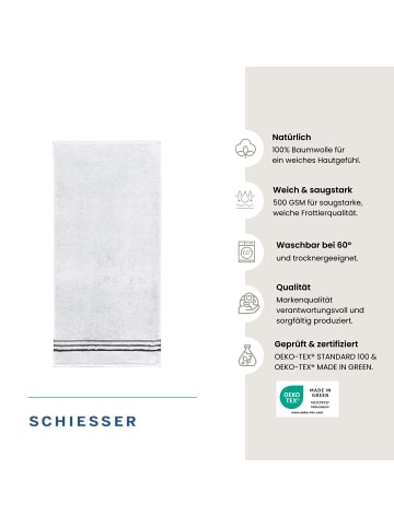 Schiesser Frottier-2er-Set: Duschtücher Skyline Color in Weiß