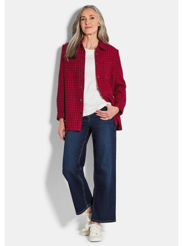 GOLDNER Lässige Longjacke mit Pepitamuster in dunkelrot