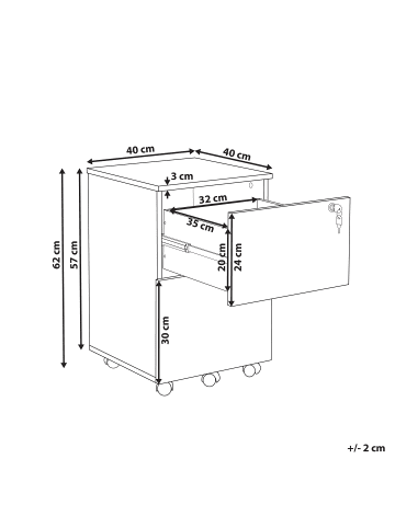 Beliani Büroschrank JOHNSON in Braun/Schwarz - (W) 40 x (H) 62 x (L) 40 cm