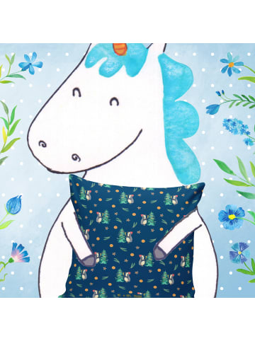 Mr. & Mrs. Panda Kissen 40x40 Pinguin Weihnachtsbaum ohne Spruch in Blau