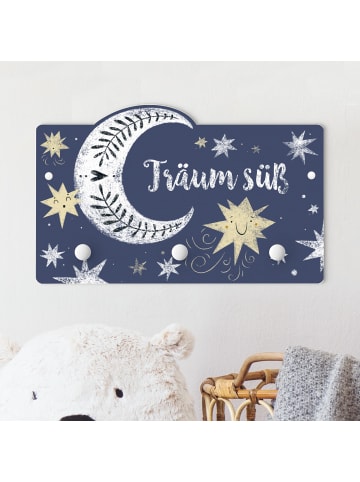 WALLART Kindergarderobe Holz - Träum süß Mond und Sternen in Blau