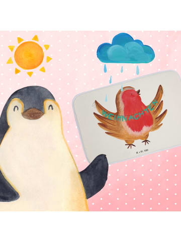 Mr. & Mrs. Panda Badezimmerteppich Rotkehlchen Weihnachten ohne ... in Weiß