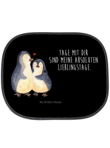 Mr. & Mrs. Panda Sonnenblende Auto Pinguin umarmen mit Spruch in Schwarz