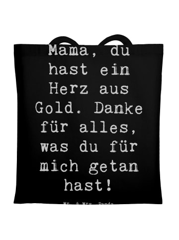 Mr. & Mrs. Panda Tote Bag Spruch Mama Herz Gold mit Spruch in Schwarz