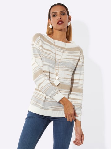 creation L Jacquardpullover in sand-ecru-gemustert