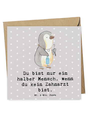 Mr. & Mrs. Panda Deluxe Karte Zahnarzt Herz mit Spruch in Grau Pastell