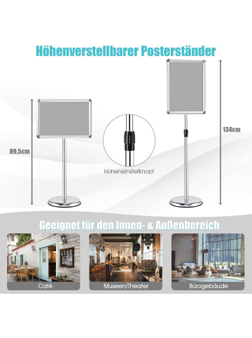 COSTWAY Infoständer A3 höhenverstellbar in Silber