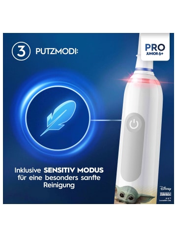 Oral-B Elektrische Zahnbürste "Pro Junior" + 8 Aufsteckbürsten "Grogu/Star Wars"