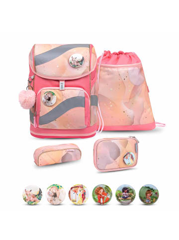 Belmil 5tlg-Set: Schulranzen Set Smarty Marble in Rosa H37xL26xT18 cm