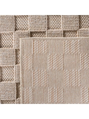KADIMA DESIGN Flachgewebe-Teppich Schachbrett Grafisch Modern Pflegeleicht in Beige