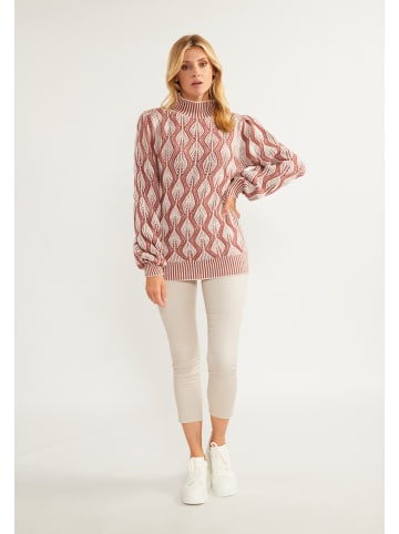 Usha Damen Strick Pullover in Wollweiss Altrosa
