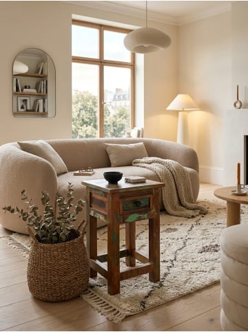 KADIMA DESIGN Shabby-Chic Beistelltisch Mangoholz: Schublade, Braun, 30 kg Traglast