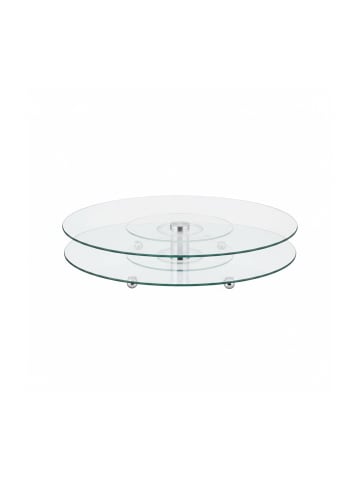 relaxdays 4x Servierplatte in Transparent/ Silber - ∅ 45 cm