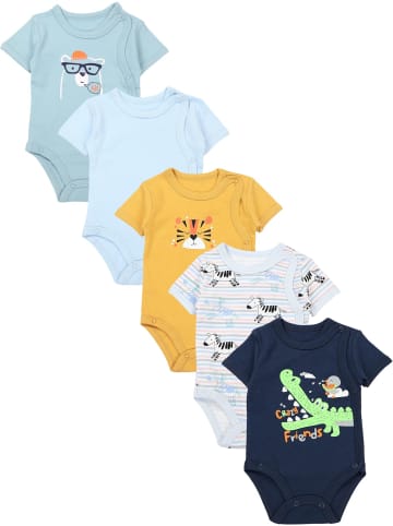TupTam Baby Jungen Kurzarm Wickelbody 5er Set in blau/gelb