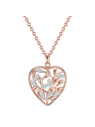 Rafaela Donata Halskette Herz/Funkelnde Blätter Sterling Silber Zirkonia in roségold
