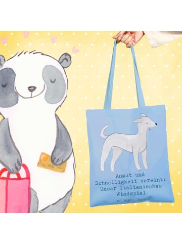Mr. & Mrs. Panda Shopping Tasche Italienisches Windspiel mit Spruch in Sky Blue