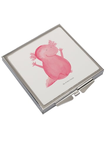 Mr. & Mrs. Panda Quadratischer Spiegel Axolotl Hurra ohne Spruch in Weiß