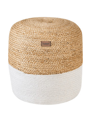 Beliani Pouf DALAMA in Weiß/Beige - (W) 46 x (H) 48 x (L) 46 cm
