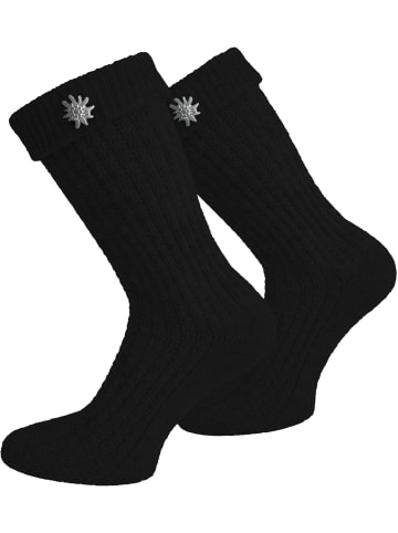normani Trachtensocken mit Edelweiß-Pin in Schwarz