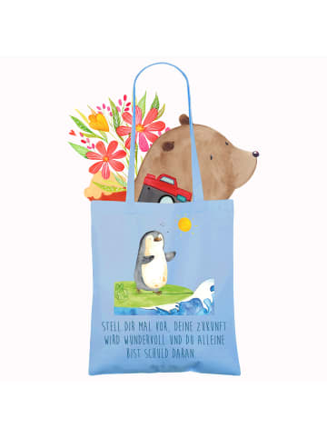 Mr. & Mrs. Panda Jutebeutel Mutig zu sich selbst stehen mit Spruch in Sky Blue