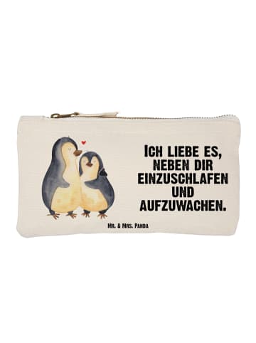 Mr. & Mrs. Panda Kosmetiktasche Pinguine Einschlafen mit Spruch in Weiß