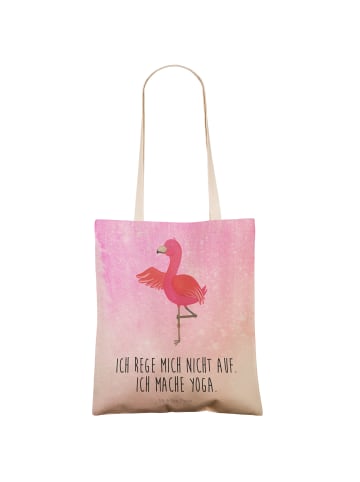 Mr. & Mrs. Panda shopping bag Flamingo Yoga mit Spruch in Aquarell Pink