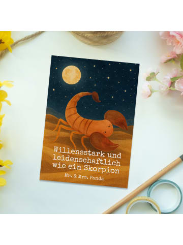 Mr. & Mrs. Panda Postkarte Sternzeichen Skorpion Design mit Spruch in Weiß