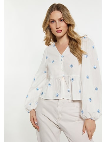 DreiMaster Damen Bluse in Wollweiss Blau