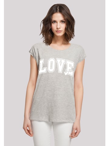 F4NT4STIC Extended Shoulder T-Shirt Love University Valentinstag Herz in grau meliert