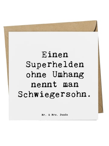 Mr. & Mrs. Panda Deluxe Karte Spruch Held Schwiegersohn mit Spruch in Weiß