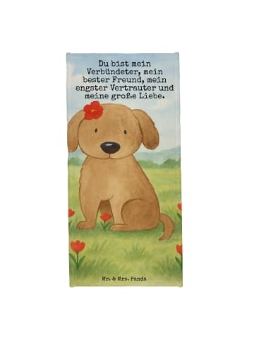 Mr. & Mrs. Panda Badehandtuch Hund Dame Design mit Spruch in Weiß
