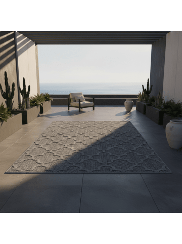 KADIMA DESIGN Teppich Outdoor Waschbar Skandinavisch IMST Strapazierfähig Balkon in Grau