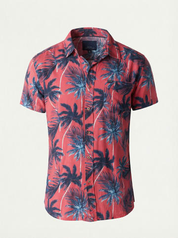 KOROSHI Herren kurzarm-viskosehemd in pink